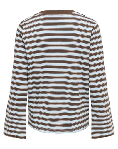 Only - ONLLuna Happy Stripe Langærmet Trøje - Skyway/Vanilla Ice